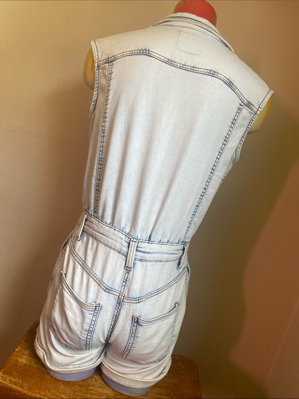 Light Wash Denim Sleeveless Romper by Love Trends - Picture 7 of 11
